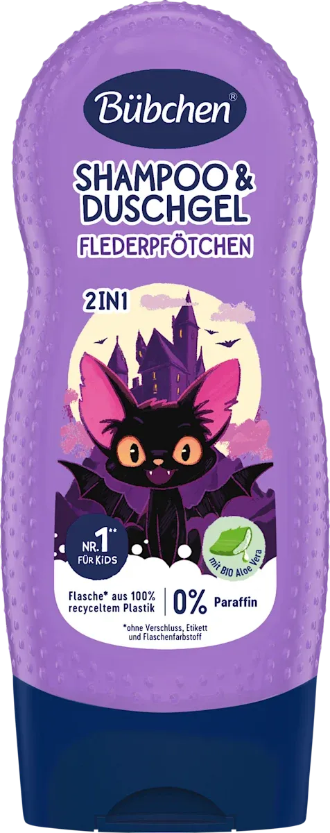 imgi_3_buebchen-kinder-shampoo-und-duschgel-2in1-flederpfoetchen Дитячий шампунь та гель для душу 2в1 з принтом лапи кажана Bübchen 230 мл - Зображення 1