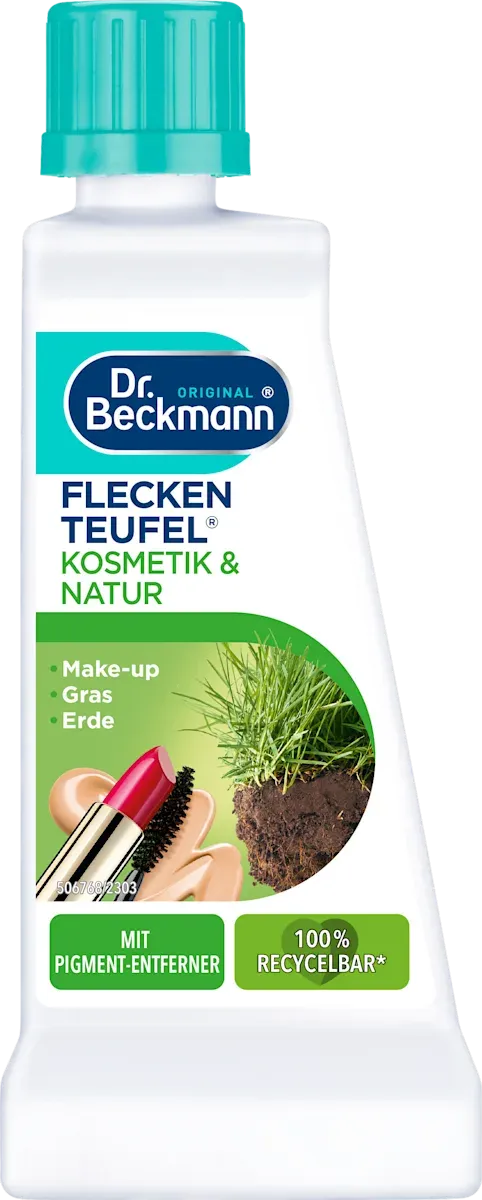 imgi_3_dr-beckmann-fleckenentferner-fleckenteufel-natur-und-kosmetik Плямовивідник концентрований від трави та косметики, 50 мл, Dr. Beckmann stain devils nature & cosmetics - Зображення 1