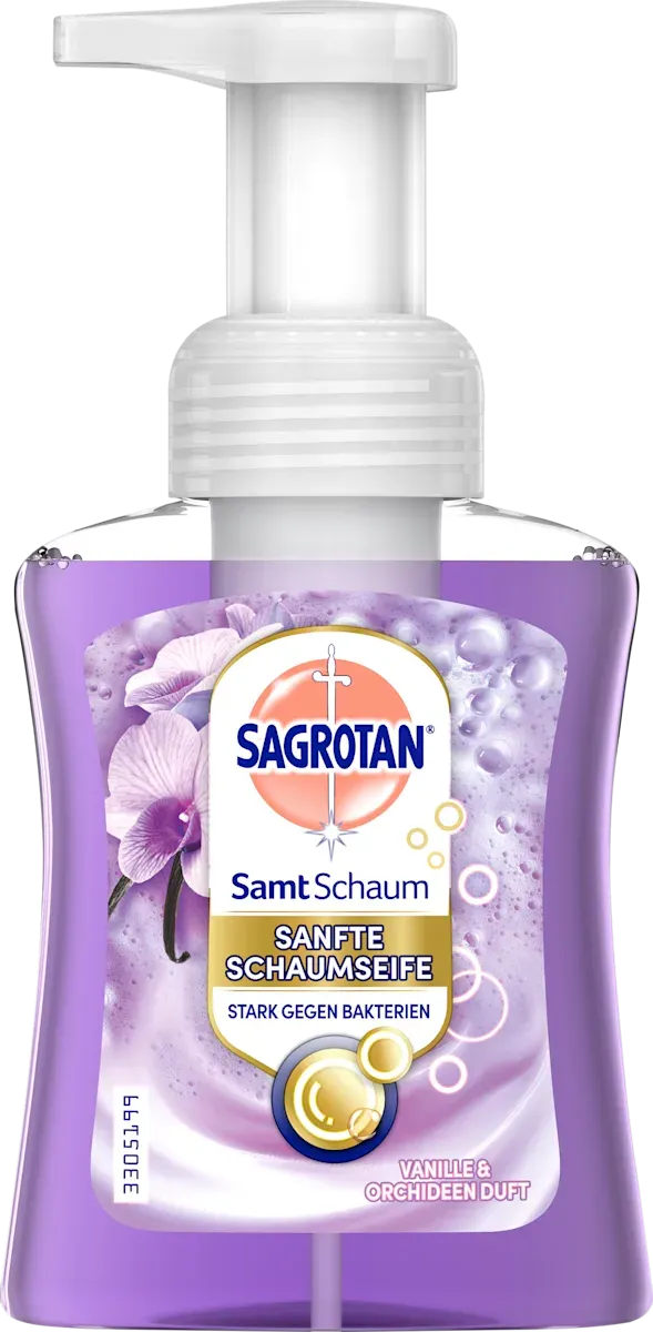 imgi_3_sagrotan-schaumhandseife-vanille-und-orchidee Пінне мило для рук Sagrotan SamtSchaum Ваніль та Орхідея, 250 мл - Зображення 1
