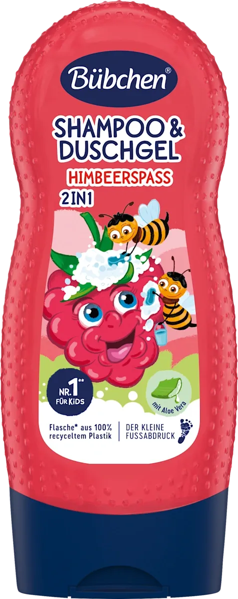 imgi_4_buebchen-kinder-shampoo-und-duschgel-himbeerspass Дитячий шампунь і гель для душу 2в1 Bübchen HimbeerSpaß Shampoo & Duschgel 2in1 230 мл - Зображення 1