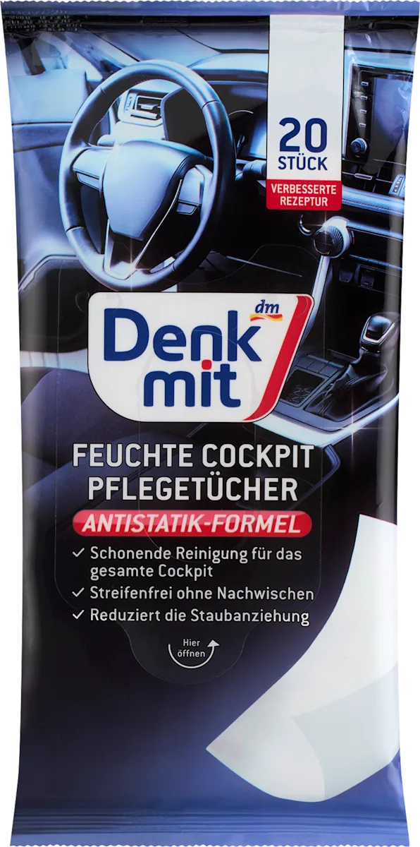 imgi_4_denkmit-feuchte-pflegetuecher-cockpit (1) Вологі серветки для салону авто Denkmit 20 шт - Зображення 1