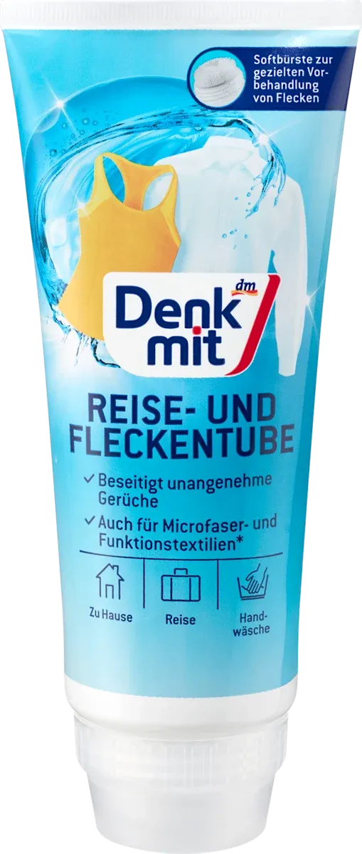 imgi_4_denkmit-fleckenentferner-reisegroesse (1) Засіб для виведення плям Denkmit дорожнього розміру з щіточкою, 200 мл - Зображення 1