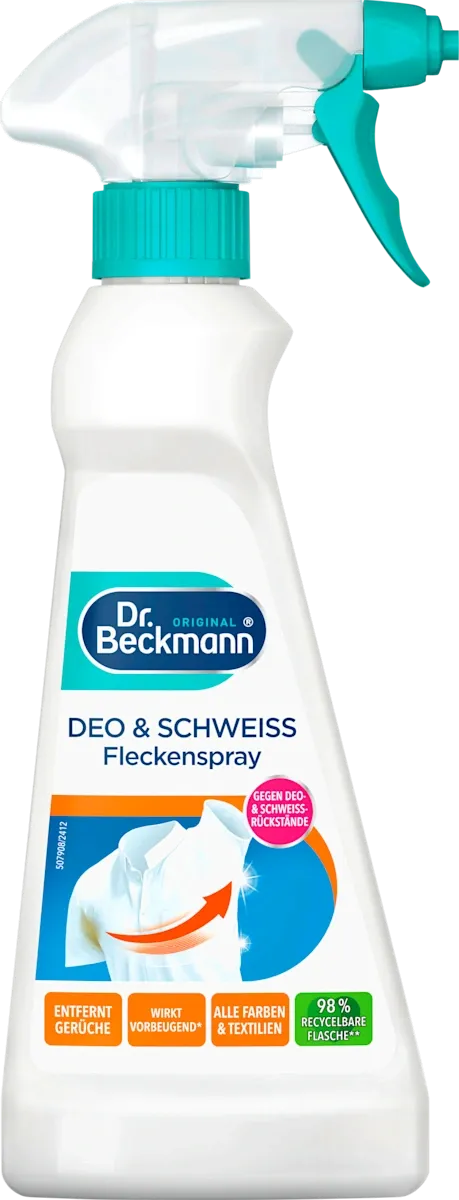 imgi_5_dr-beckmann-fleckenentferner-spray-fuer-deo-und-schweiss Спрей плямовивідник від слідів дезодоранту та поту Dr. Beckmann, 250 мл - Зображення 1