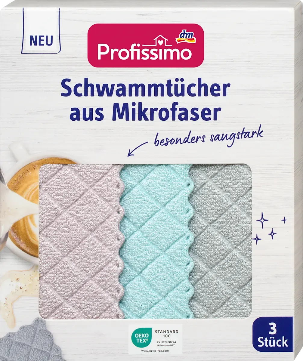 imgi_5_profissimo-schwammtuecher-aus-mikrofaser Profissimo Мікрофіброві губчасті серветки для прибирання 3 шт - Зображення 1