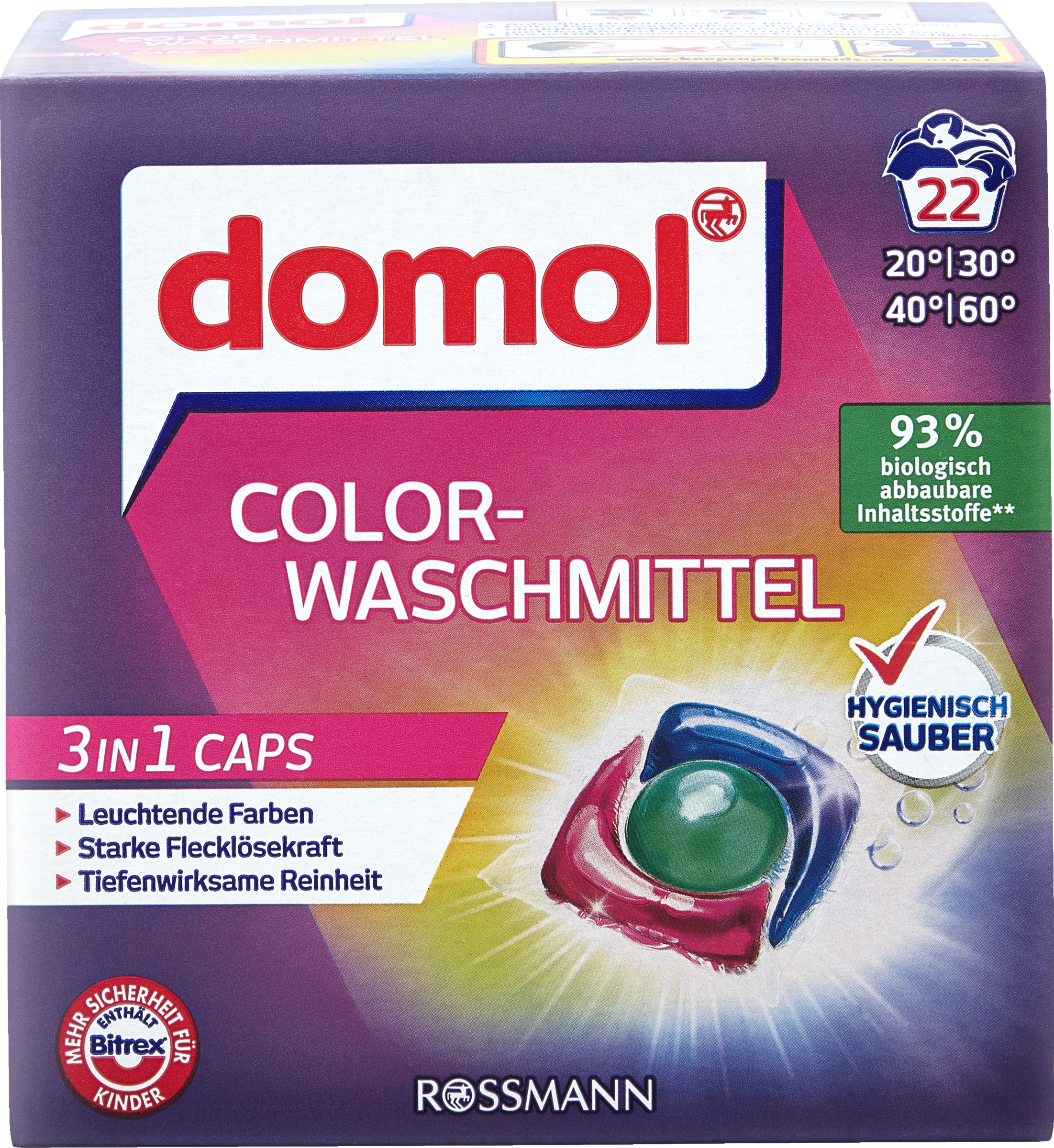 imgi_63_MAM_17031163_SHOP_IMAGE_2.0 Капсули для прання кольорових речей Domol Color-Waschmittel 3in1 Caps, 22 шт - Зображення 1
